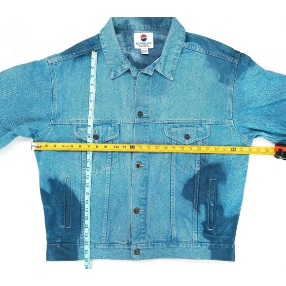 Pepsi Denim Trucker Jean Jacket Vintage Custom Tie Dye Men's L Logo Buttons 90s - Picture 7 of 11